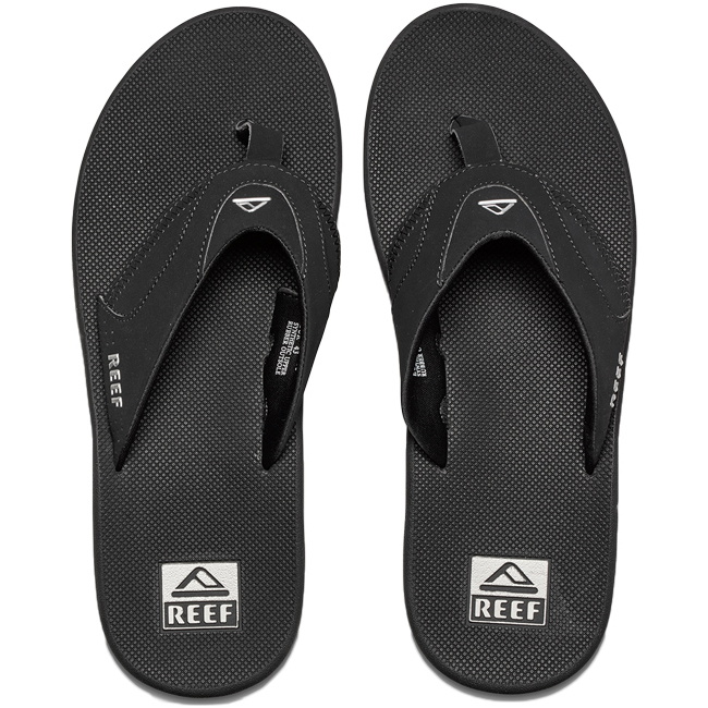 2026 Reef Mens Fanning Flip Flops BLACK SILVER R2026