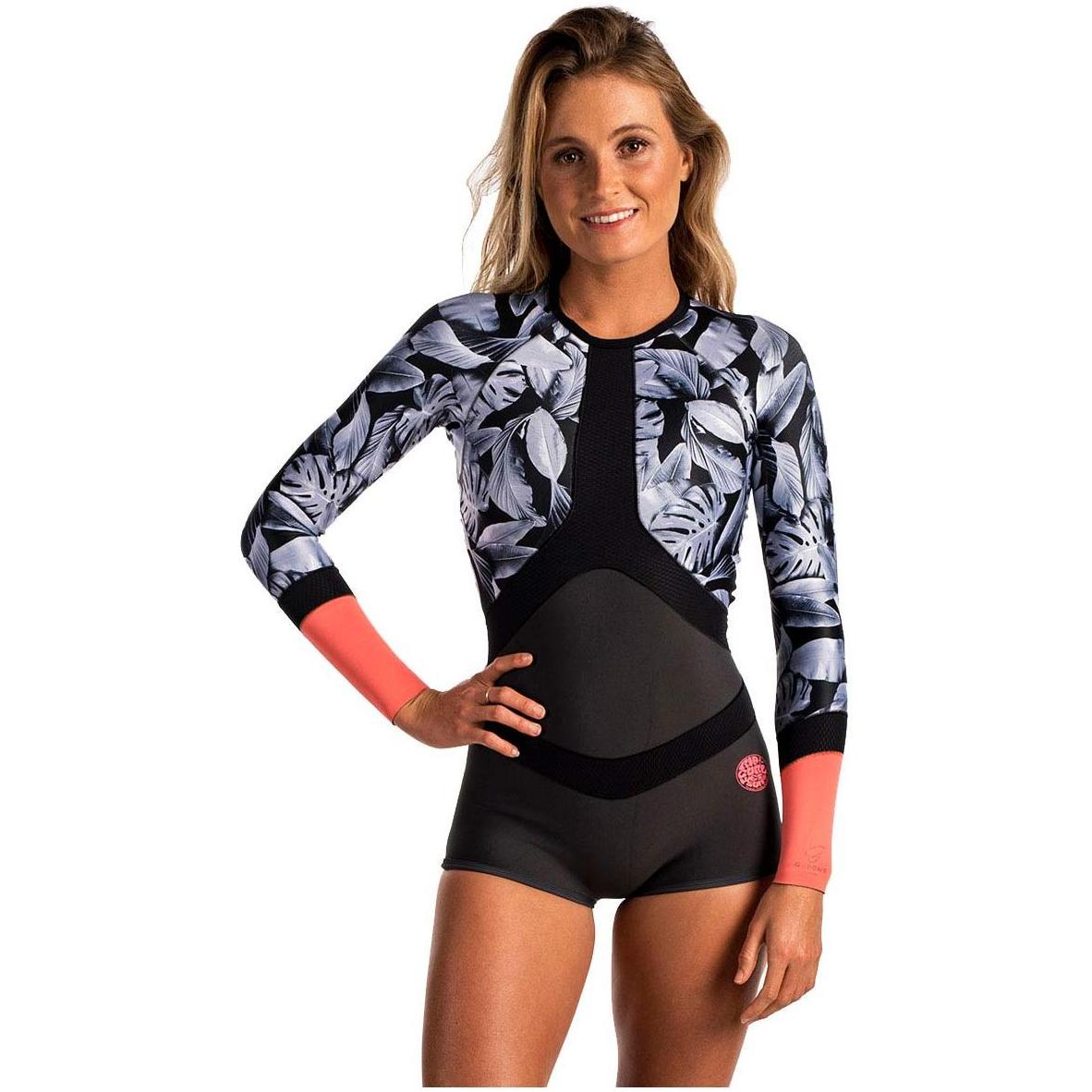 Rip Curl Womens Madi 1mm Long Sleeve Boyleg Spring Shorty Wetsuit CORAL WSP6CW