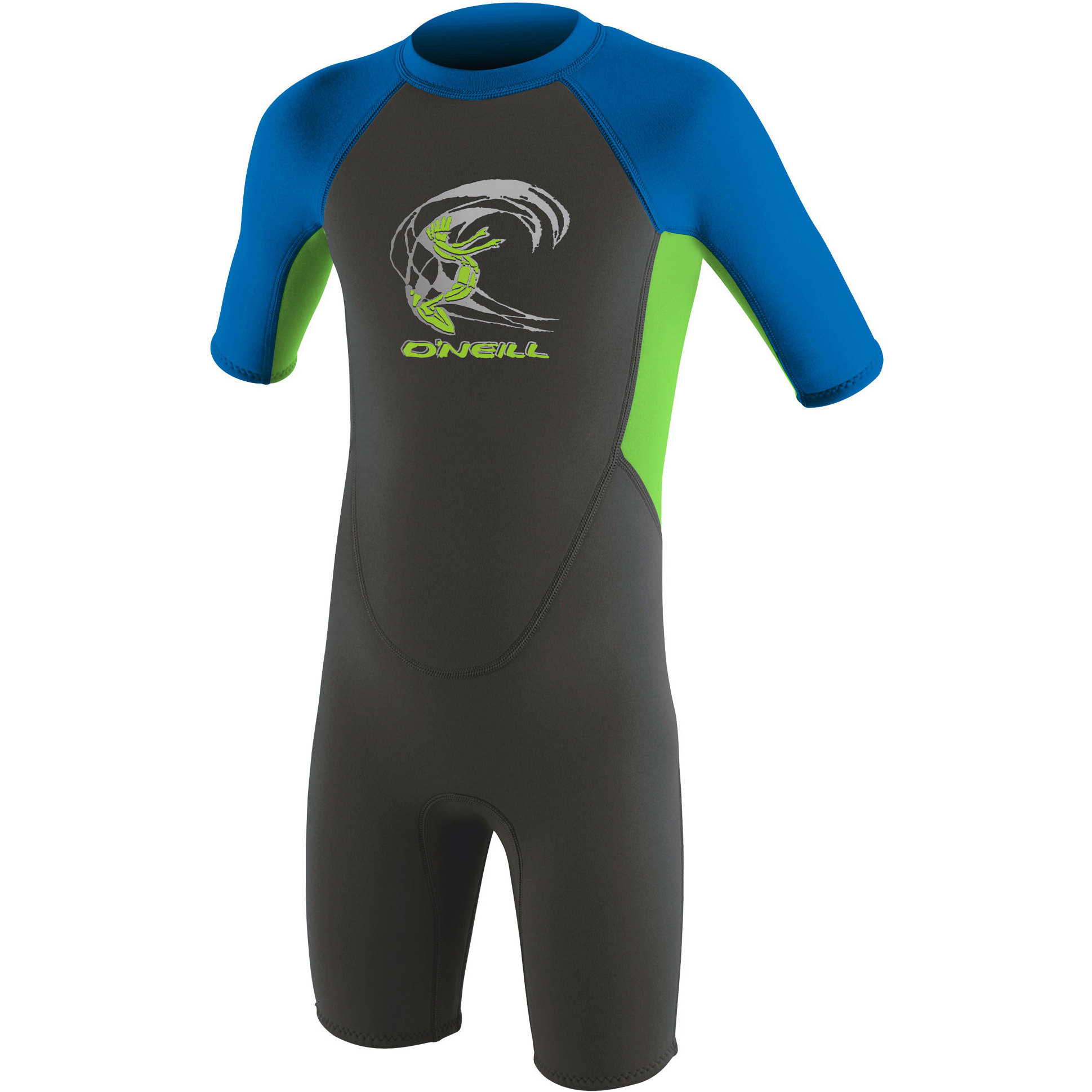 2026 O'Neill Toddler Reactor 2mm Back Zip  Shorty Wetsuit 4867 - Graphite / Dayglo / Ocean