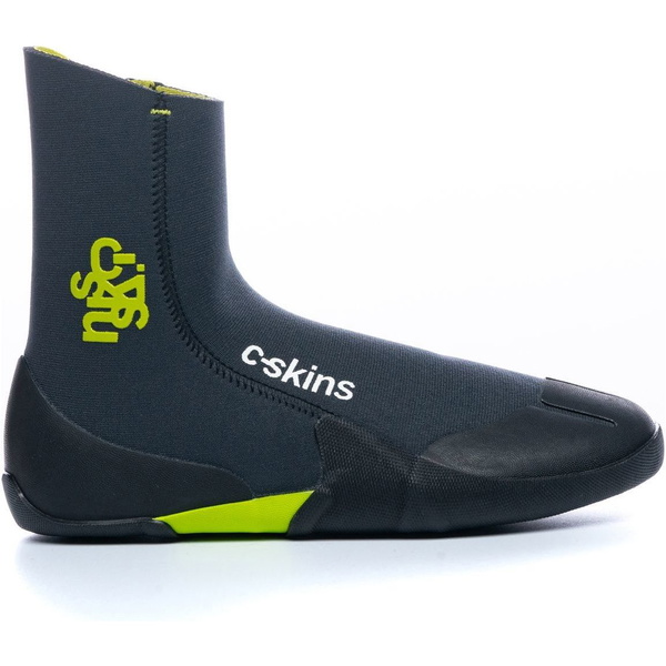 2026 C-Skins Junior Legend 3.5mm Zipped Round Toe Wetsuit Boots C-BOLEJZ - Graphite / Flash Green / Black