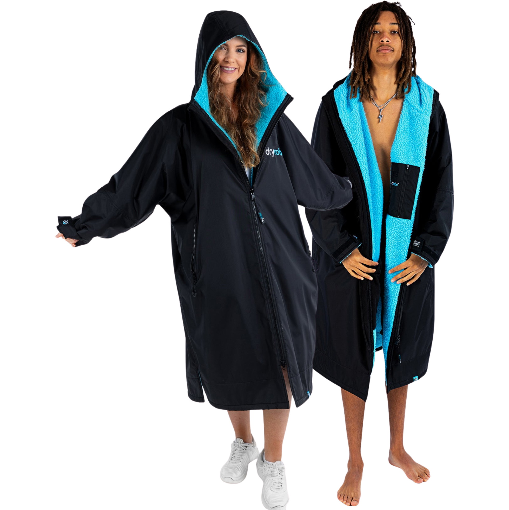 2026 Dryrobe Advance Long Sleeve Changing Robe DALSV3 - Black / Blue ...