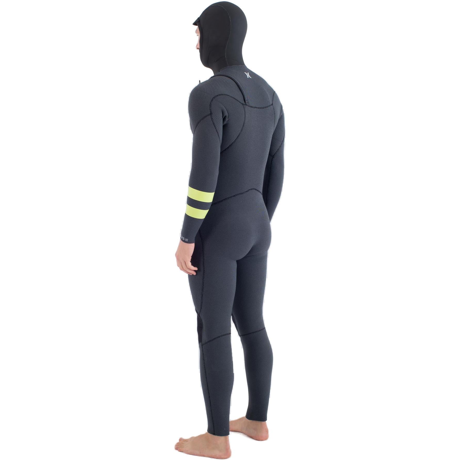 2025 Hurley Mens Plus 5/3mm Hooded Chest Zip Wetsuit MFS0012543 - Black / Lemon