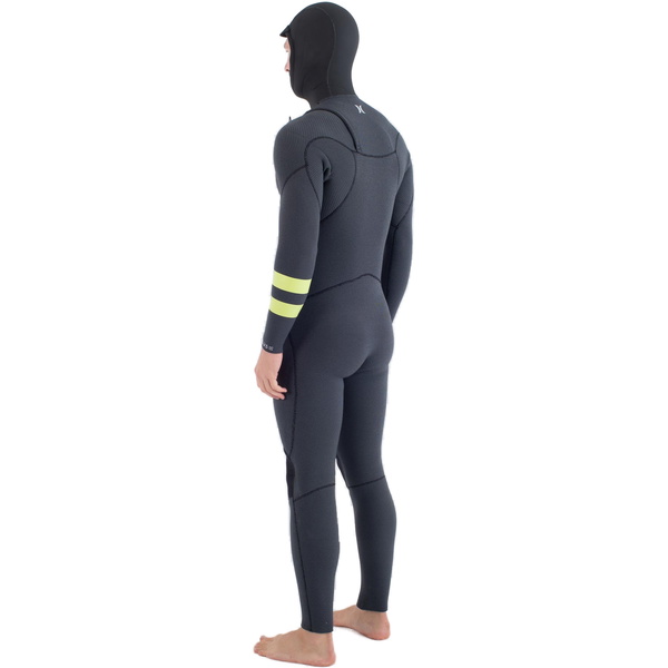 2025 Hurley Mens Plus 5/3mm Hooded Chest Zip Wetsuit MFS0012543 - Black / Lemon
