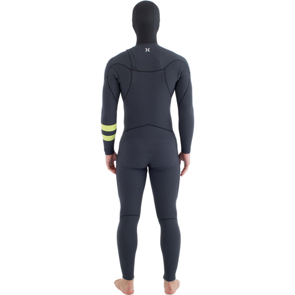 2025 Hurley Mens Plus 5/3mm Hooded Chest Zip Wetsuit MFS0012543 - Black / Lemon