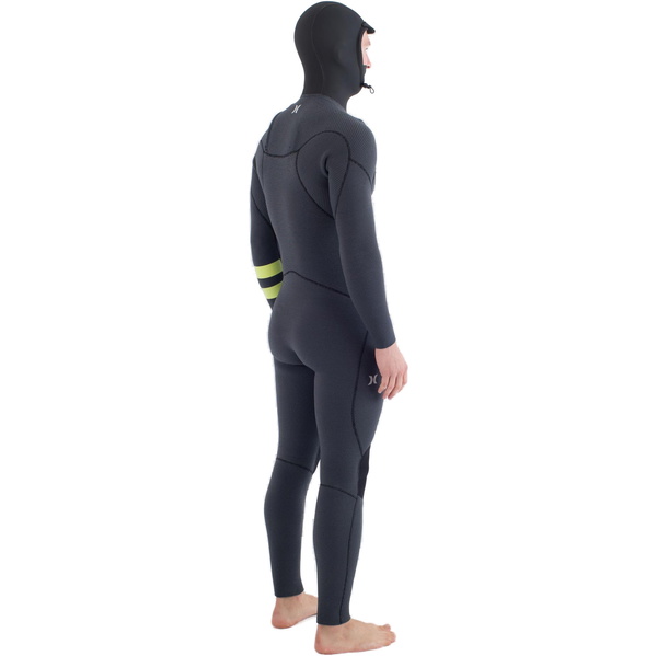 2025 Hurley Mens Plus 5/3mm Hooded Chest Zip Wetsuit MFS0012543 - Black / Lemon
