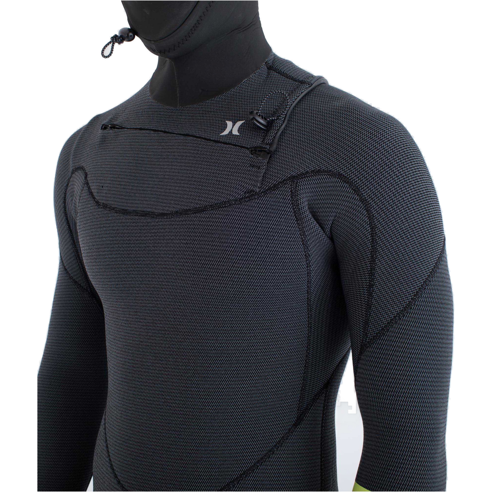 2025 Hurley Mens Plus 5/3mm Hooded Chest Zip Wetsuit MFS0012543 - Black / Lemon