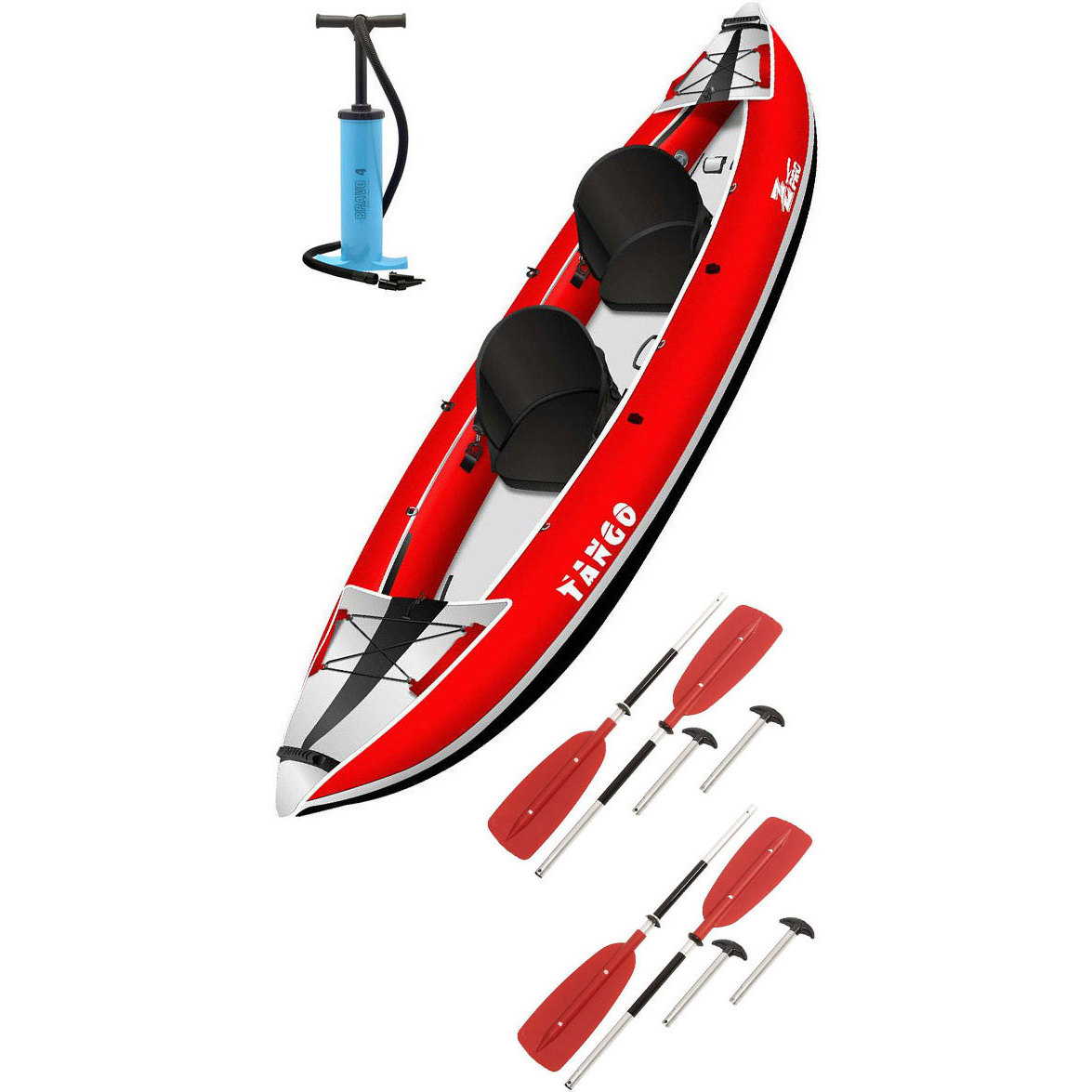 2026 Z-Pro Tango 200 1-2 Man Inflatable Kayak, Paddle & Pump Package TA200 RED