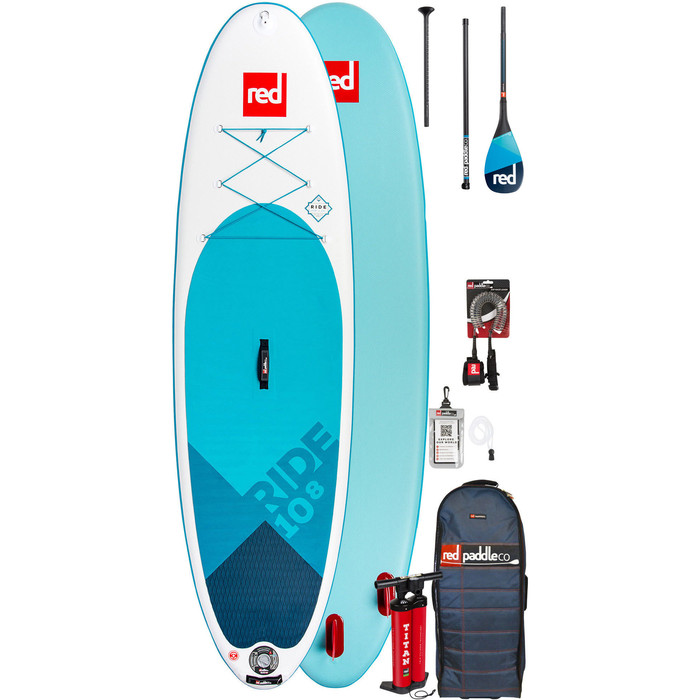 2020 Red Paddle Co Ride 10'8 Inflatable Stand Up Paddle Board - Carbon 100 Paddle Package