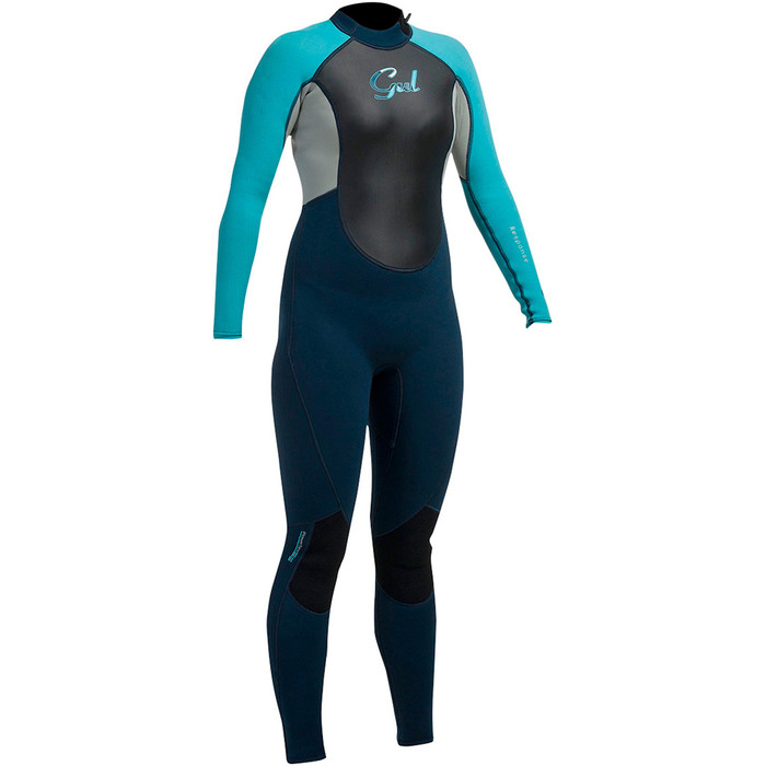 Gul Response Ladies 3/2mm Flatlock Wetsuit in Navy / Turquoise RE1319-A9