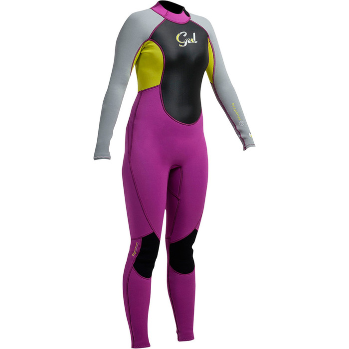 Gul Response Ladies 3/2mm Flatlock Wetsuit in Mulberry / Grey RE1319-A9