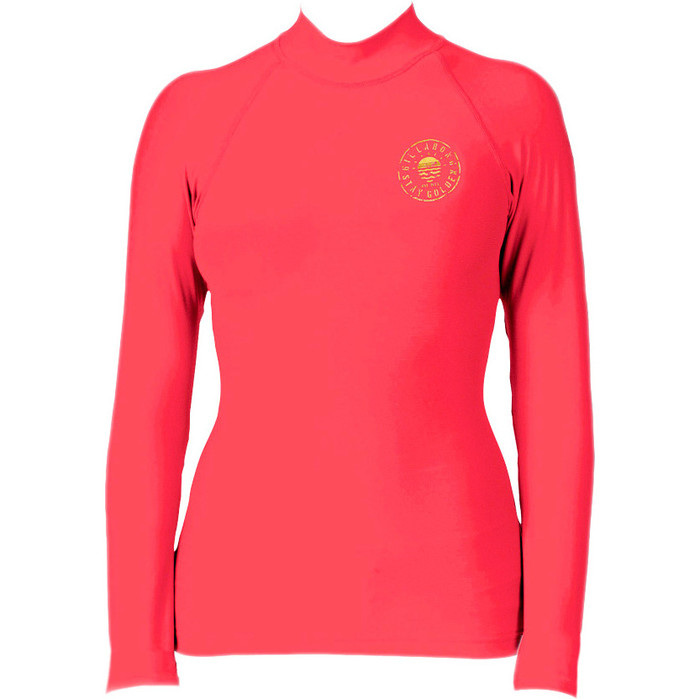 Billabong Ladies Logo In Long Sleeved Rash Vest in Horizon Red C4GY02