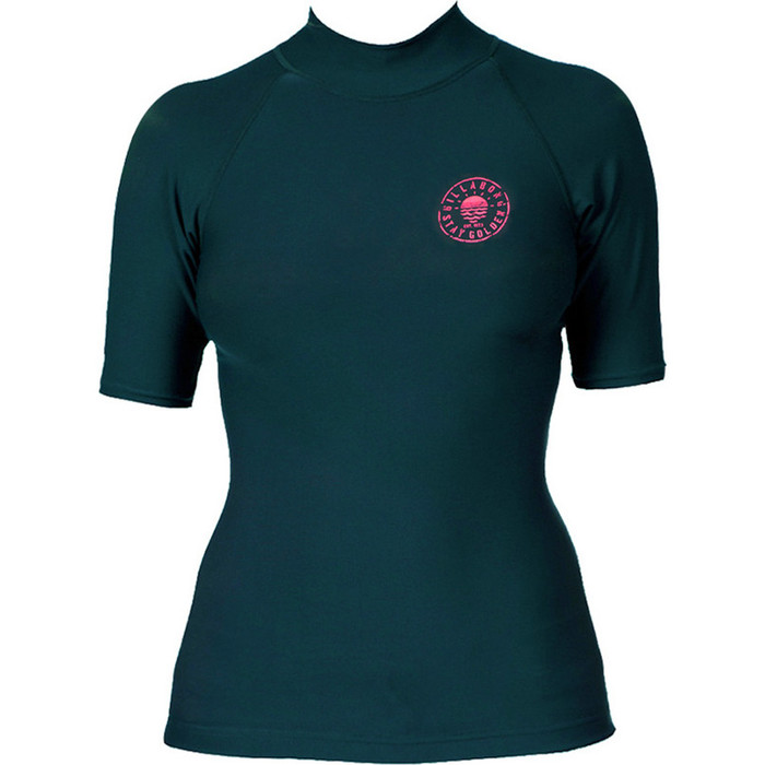 Billabong Ladies Logo In Short Sleeved Rash Vest in Black Sands C4GY01