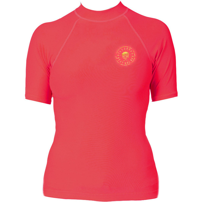 Billabong Ladies Logo In Short Sleeved Rash Vest in Horizon Red C4GY01