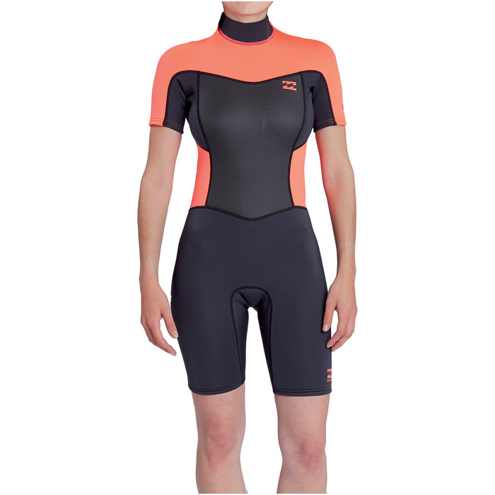 Billabong Ladies Synergy 2mm Back Zip Shorty Wetsuit CORAL KISS C42G02