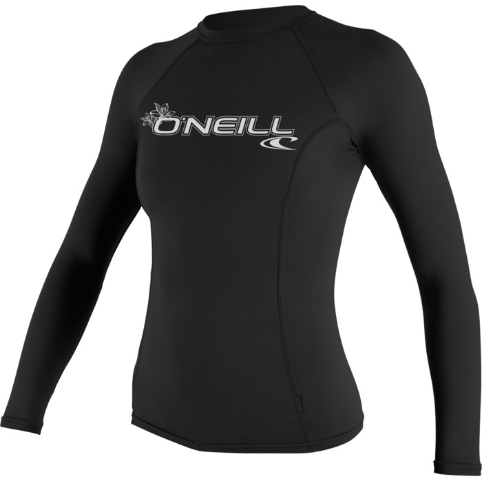2024 O'Neill Womens Basic Skins Long Sleeve Crew Rash Vest 3549 - Black