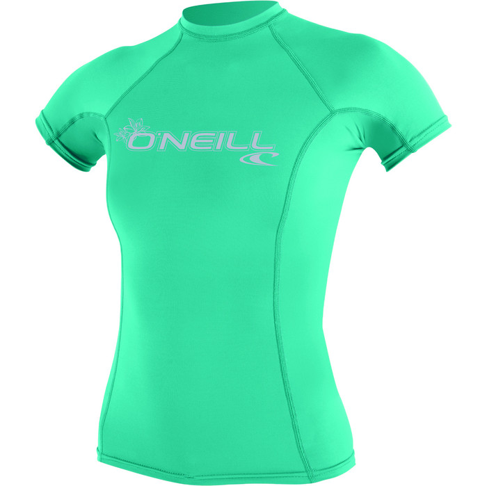 2019 O'Neill Womens Basic Skins Short Sleeve Crew Rash Vest SEAGLASS 3548
