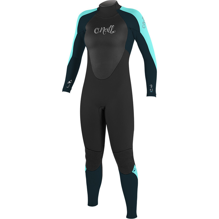 O'Neill Womens Epic 4/3mm Back Zip GBS Wetsuit BLACK / SEAGLASS 4214