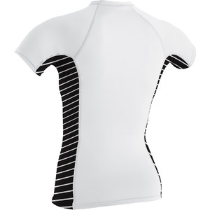 O'Neill Womens Side Print Short Sleeve Crew Rash Vest WHITE / COASTAL 4905S