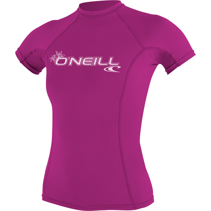 2024 O'Neill Womens Basic Skins Short Sleeve Crew Rash Vest 3548 - Fox Pink