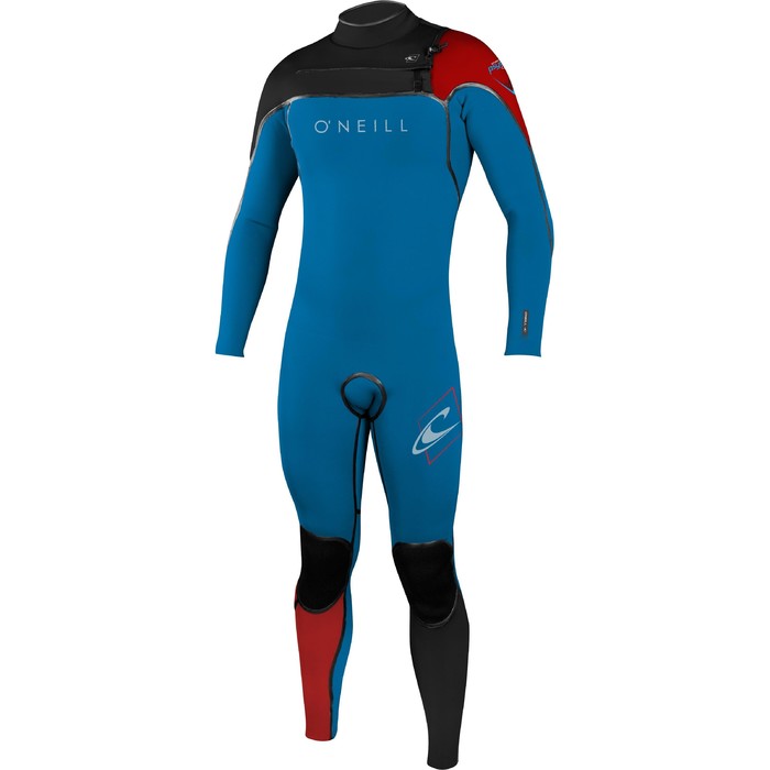 O'Neill Youth Psycho One 5/4mm Chest Zip Wetsuit BLUE / BLACK / RED 4615