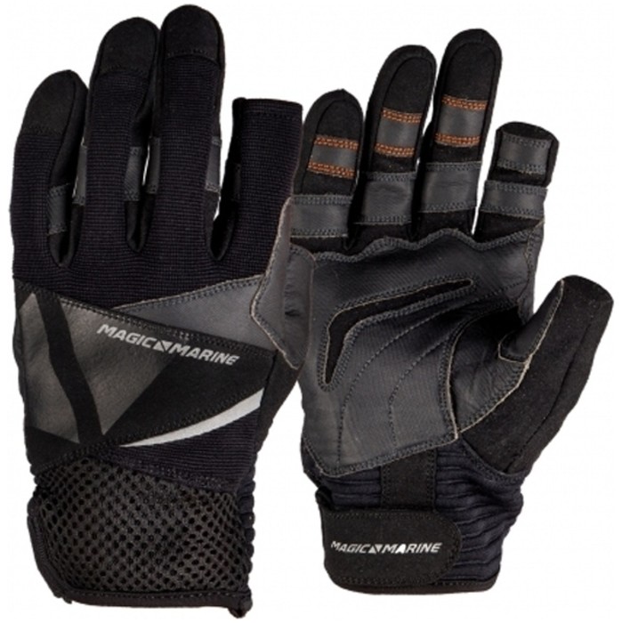 2021 Magic Marine Three Finger Ultimate Sailing Gloves Black 180004