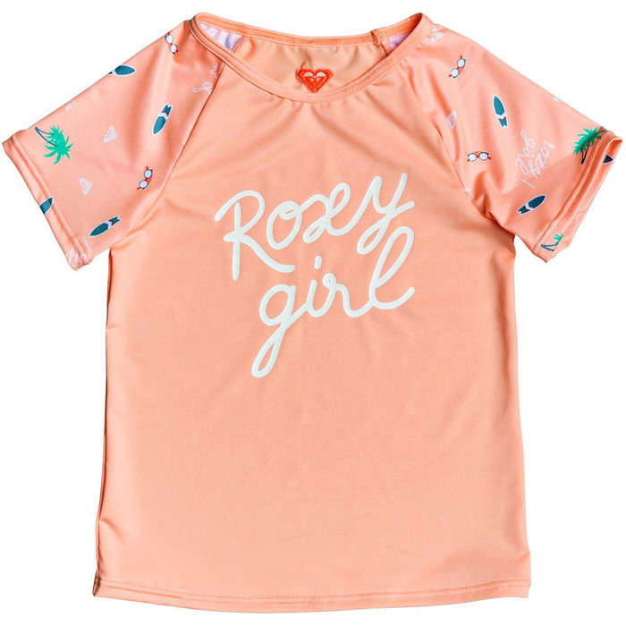 2019 Roxy Toddler Salty But Sweet UPF50+ Short Sleeve Rash Vest Peach ERLWR03112