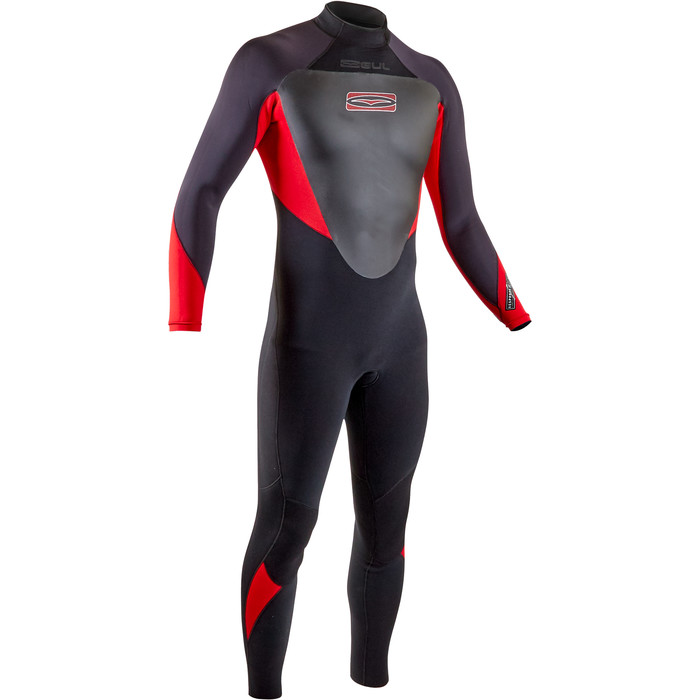 2020 GUL Mens Response 5/3mm Back Zip Wetsuit RE1213-B8 - Black / Red