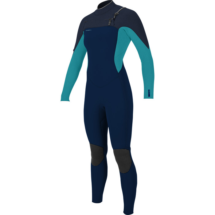 2021 O'Neill Womens Hyperfreak+ 5/4mm Chest Zip Wetsuit 5374 - Abyss / Turquoise