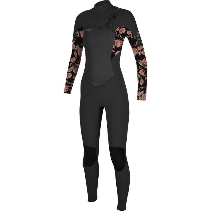 2021 O'Neill Womens Epic 5/4mm Chest Zip GBS Wetsuit 5371 - Black / Flo