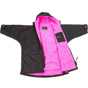 2021 Dryrobe Advance Junior Long Sleeve Premium Outdoor Change Robe / Poncho DR104 - Black / Pink