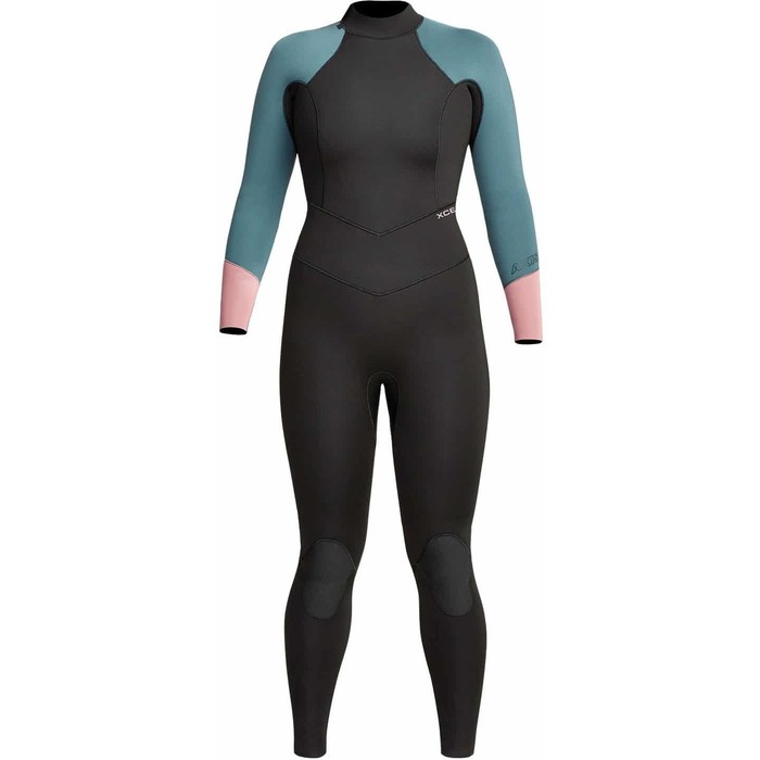 2022 Xcel Womens Axis 4/3mm Back Zip Wetsuit WN43AXG0 - Black / Tinfoil / Mesa Rose