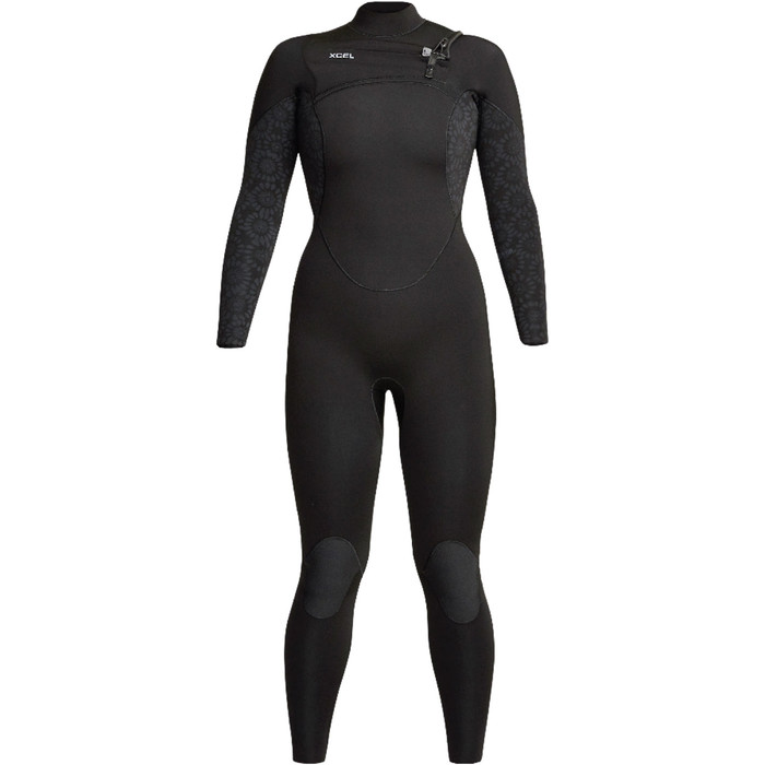 2023 Xcel Womens Comp 4/3mm Chest Zip Wetsuit WN43ZXC0 - Black / Flower