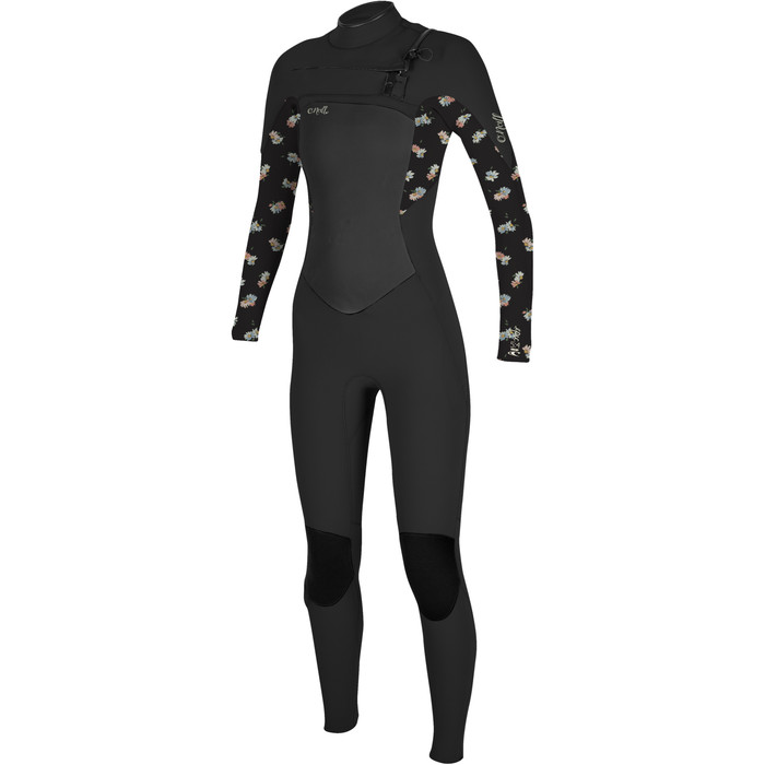 2024 O'Neill Womens Epic 5/4mm Chest Zip GBS Wetsuit 5371 - Black / Cindy Daisy