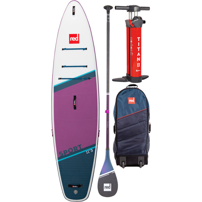 Red Paddle Co 11'3 Sport Stand Up Paddle Board, Bag, Pump, Paddle & Leash - Prime Purple Package
