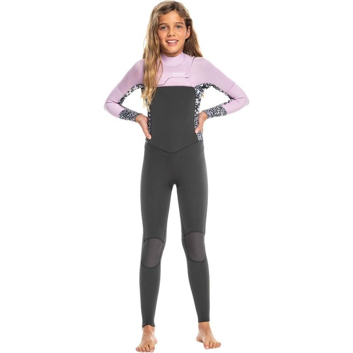 2023 Roxy Girls Swell Series 5/4/3mm Chest Zip Wetsuit ERGW103059 - Jet / Orchid Bouquet