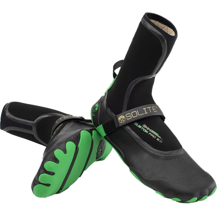 2022 Solite Custom Pro 2.0 3mm Wetsuit Boots 21001 - Green / Black