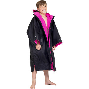 2023 Dryrobe Advance Junior Short Sleeve Changing Robe / Poncho KS DA - Black / Pink