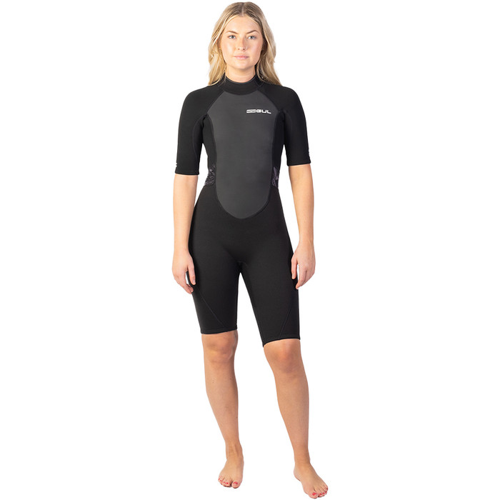 2024 Gul Womens Response 3/2mm Back Zip Shorty Wetsuit RE3318-C1 - Black