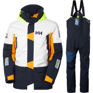2023 Helly Hansen Newport Sailing Jacket & Trouser Combi Set 3428234267 - Cloudberry / Navy
