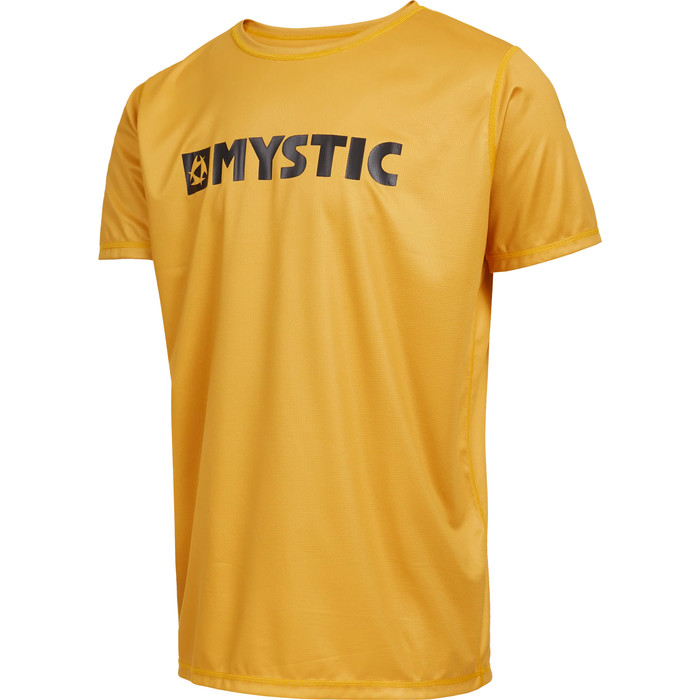 2023 Mystic Mens Star Short Sleeve Quickdry Rash Vest 35001.22029 - Mustard