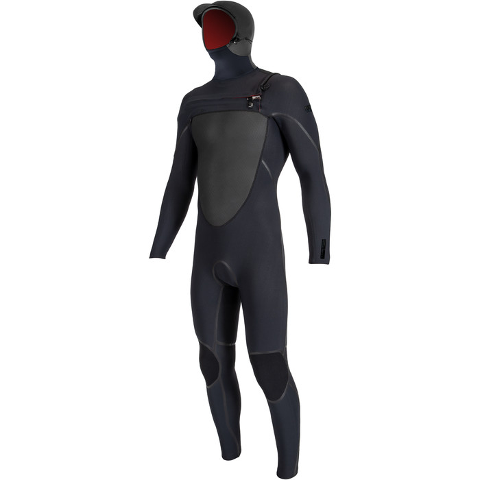 2023 O'Neill Mens Psycho Tech 6/4mm Chest Zip Hooded Wetsuit 5545 - Black