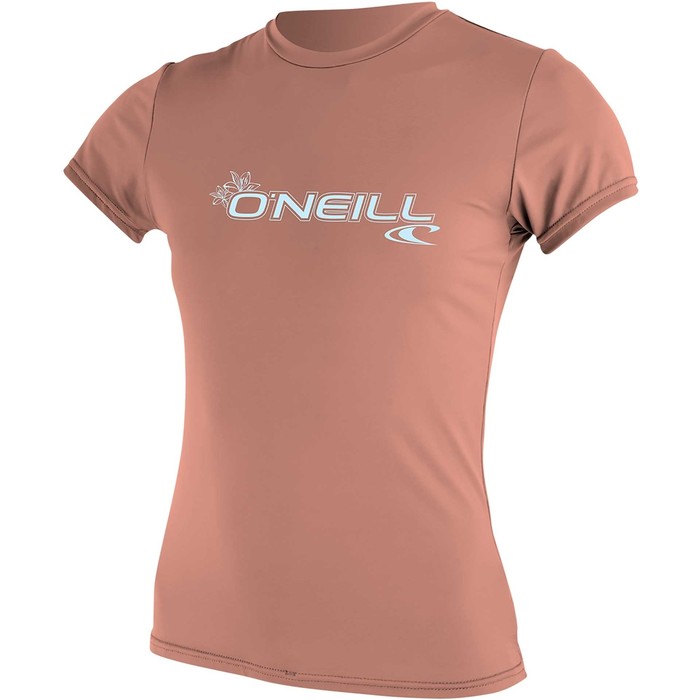 2023 O'Neill Womens Basic Skins Short Sleeve Sun Rash Tee 3547 - Light Grapefruit