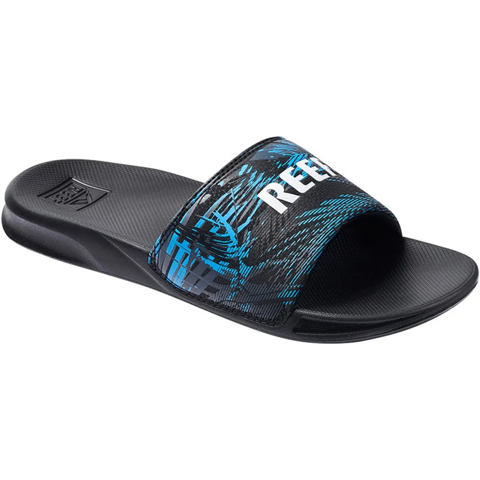2023 Reef Mens One Slider Flip Flops CI7076 - Black Faded Palm -  Accessories | Wetsuit Outlet