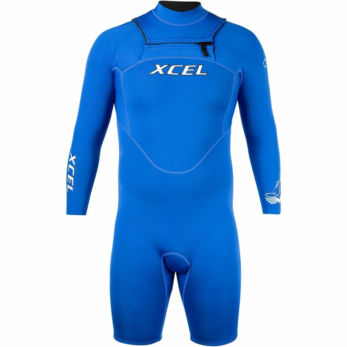 2024 Xcel Mens Archy's X1 2mm Long Sleeve Chest Zip Shorty Wetsuit MN211ZF3 - All Royal