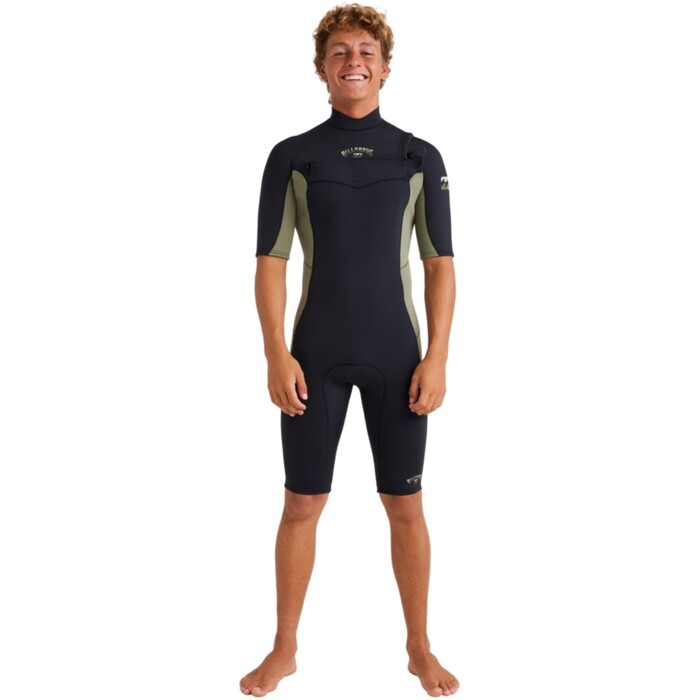 2025 Billabong Mens Absolute Natural 2mm Chest Zip Shorty Wetsuit