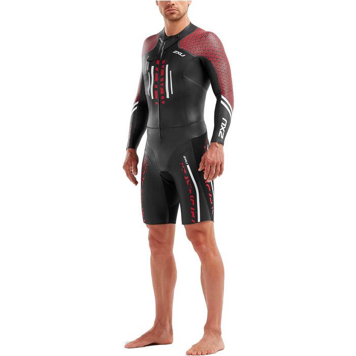 2022 2XU Mens Pro Swim-Run Pro Wetsuit Black / Flame Scarlet MW5477c