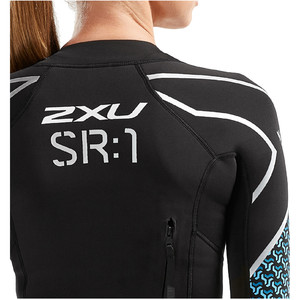 2022 2XU Womens Pro Swim-Run SR1 Wetsuit Black / Aquarius Teal Print WW5480c
