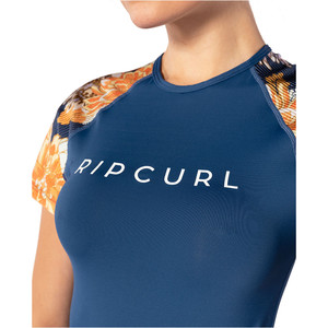 2020 Rip Curl Womens Sun Setters Short Sleeve Rash Vest WLU9KW - Navy