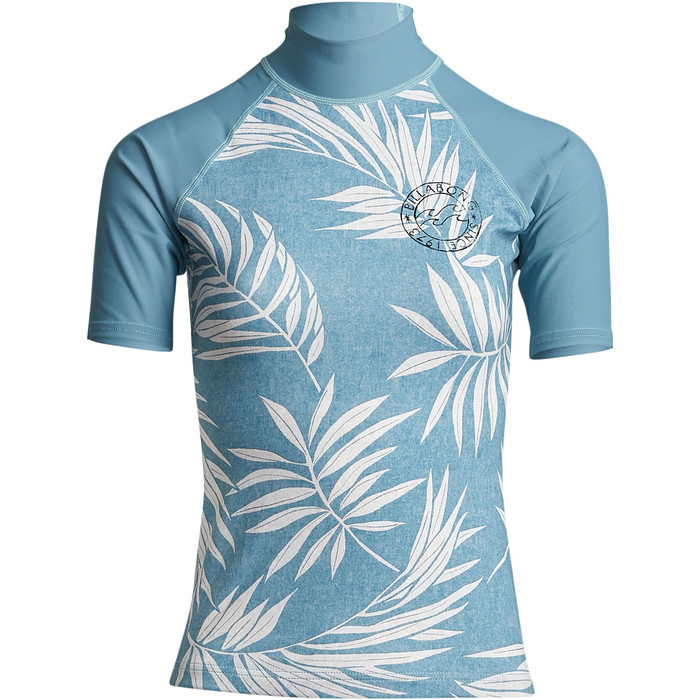 2020 Billabong Womens Surf Capsule Logo Short Sleeve Rash Vest S4GY11 - Sea Blue