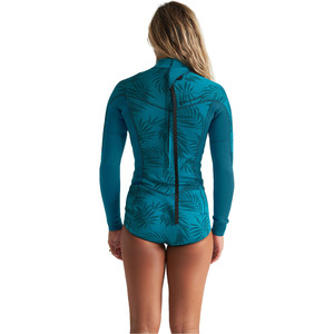 2020 Billabong Womens Synergy 2mm Long Sleeve Back Zip Flatlock Shorty Wetsuit S42G92 - Mermaid